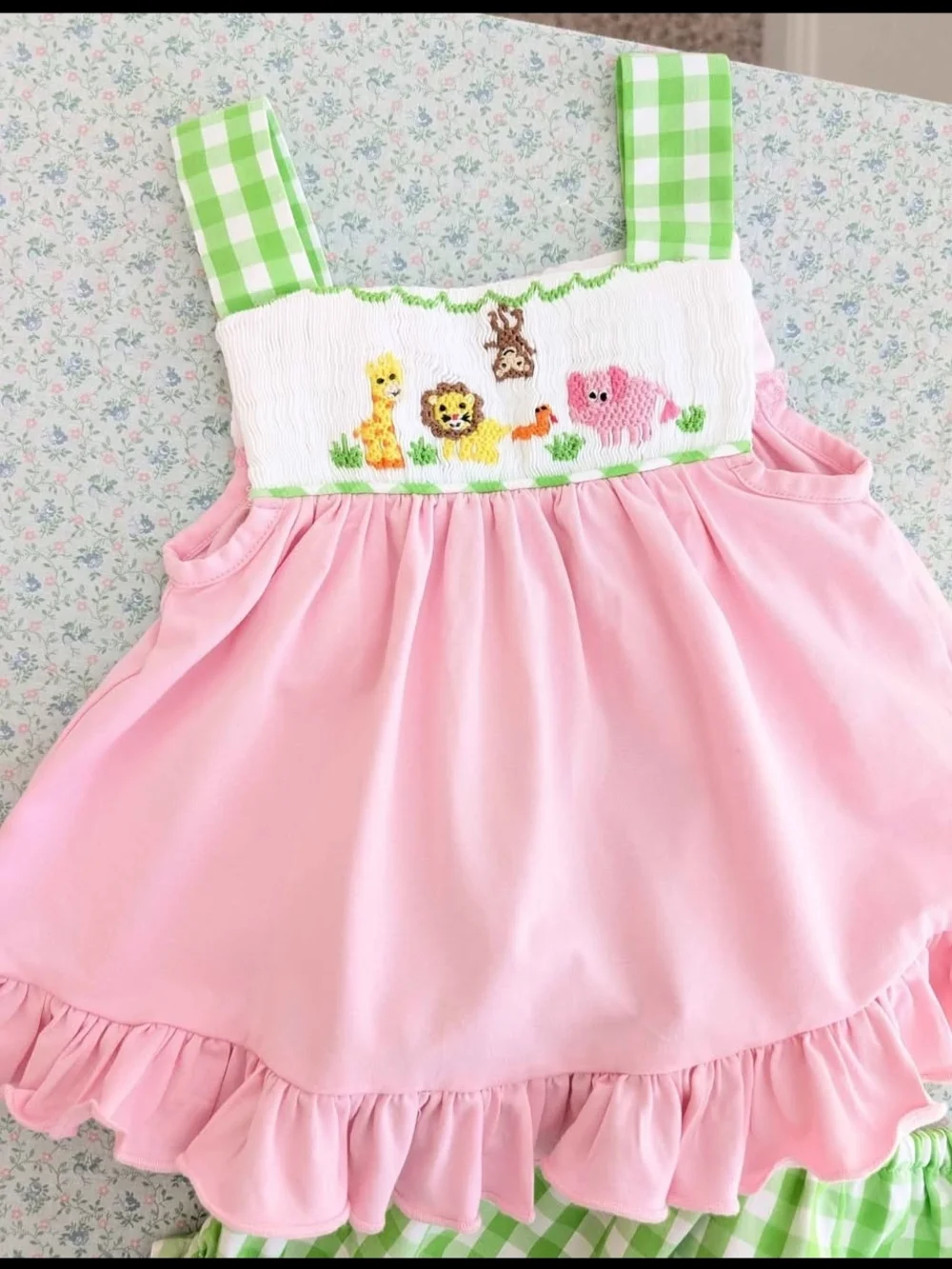 18 Mos Smocked Zoo Animal Bloomer Set